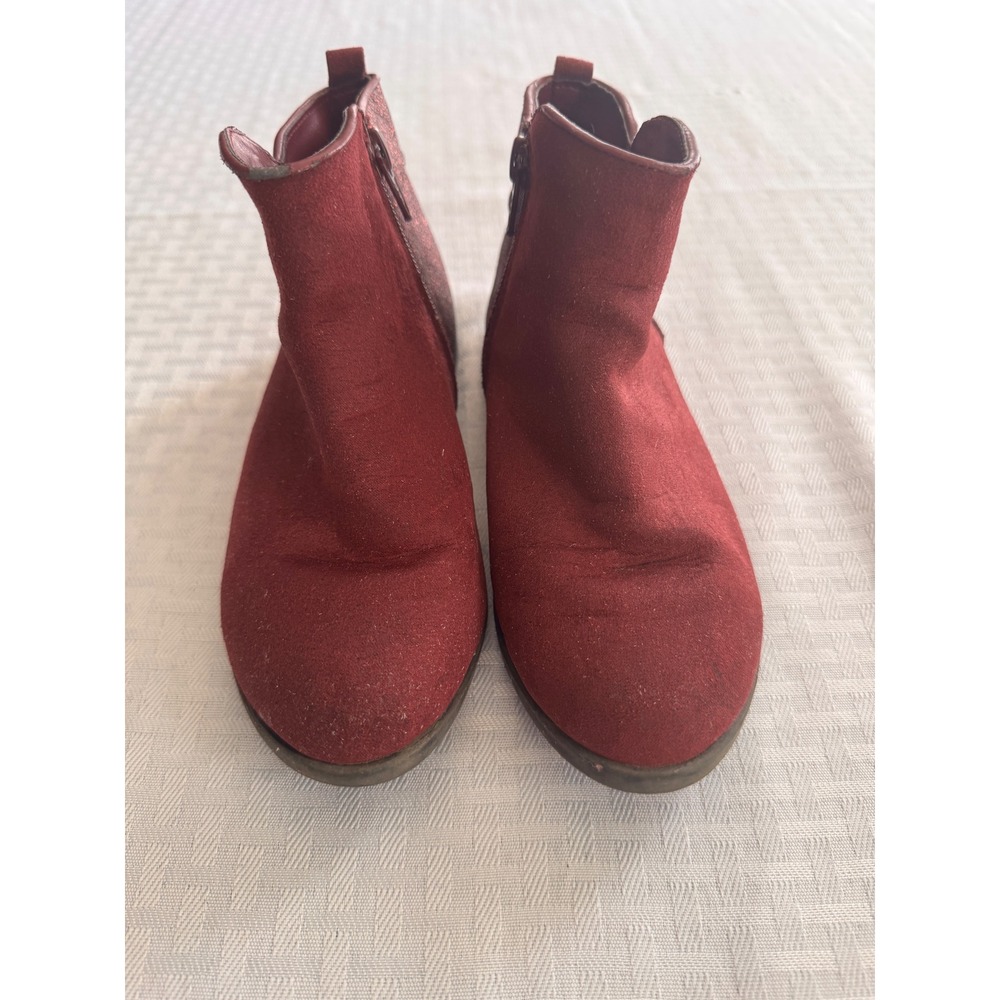Wonder Nation Girls Burgundy Glitter Ankle Boots Heart Accent Size 13 Maroon